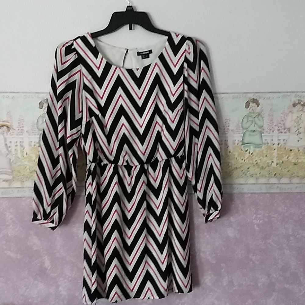 Black, White & Red Chevron Dress